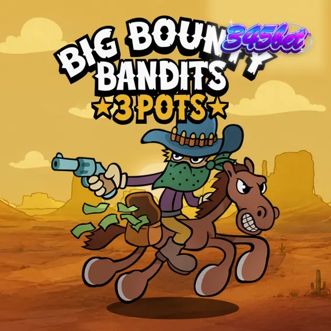 Personagens bandidos em um cenário de Velho Oeste no slot Big Bounty Bandits 3 Pots